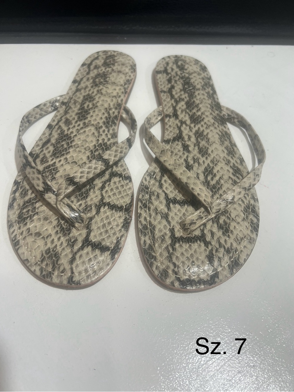 J. Crew Neutral Snake-Print Flip Flop Sandals